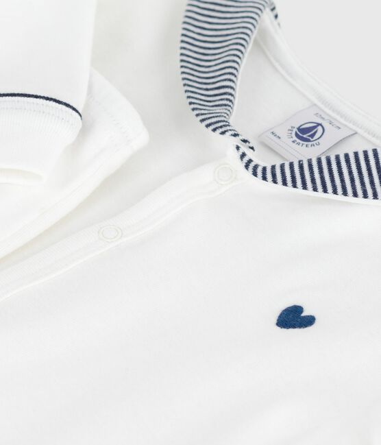 Babies' two-piece pyjamas with a sailor collar MARSHMALLOW white