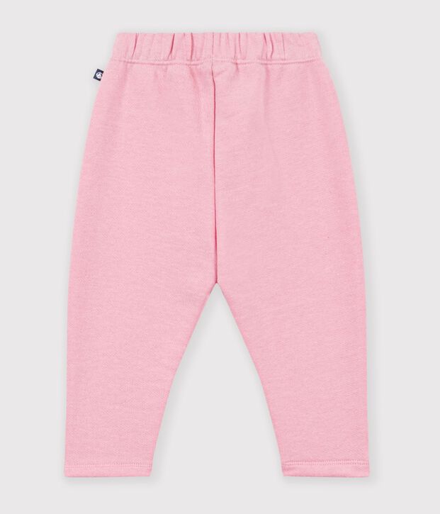 Babies' jogging bottoms in plain cotton pink