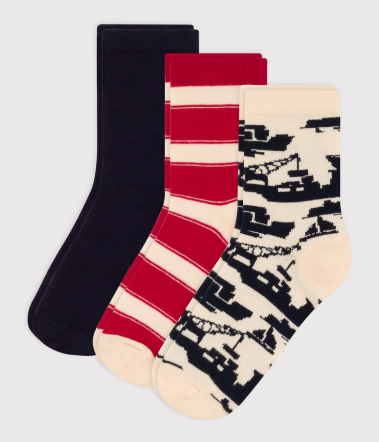 Children's Cotton Jersey Port Socks - 3-Pack multicolor