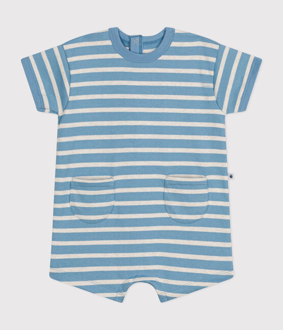 Babies' Thick Jersey Striped Breton Playsuit AZUL /MONTELIMAR