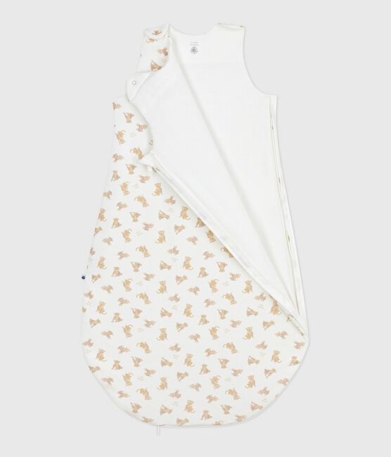 Babies' 3 TOG leopard-print corduroy sleeping bag MARSHMALLOW white/MULTICO white
