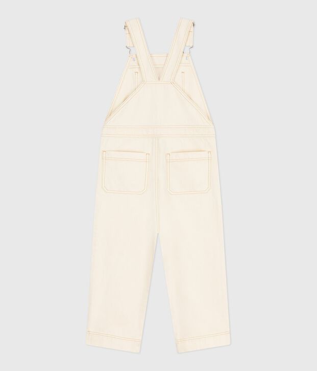 Children's plain denim dungarees Ecru