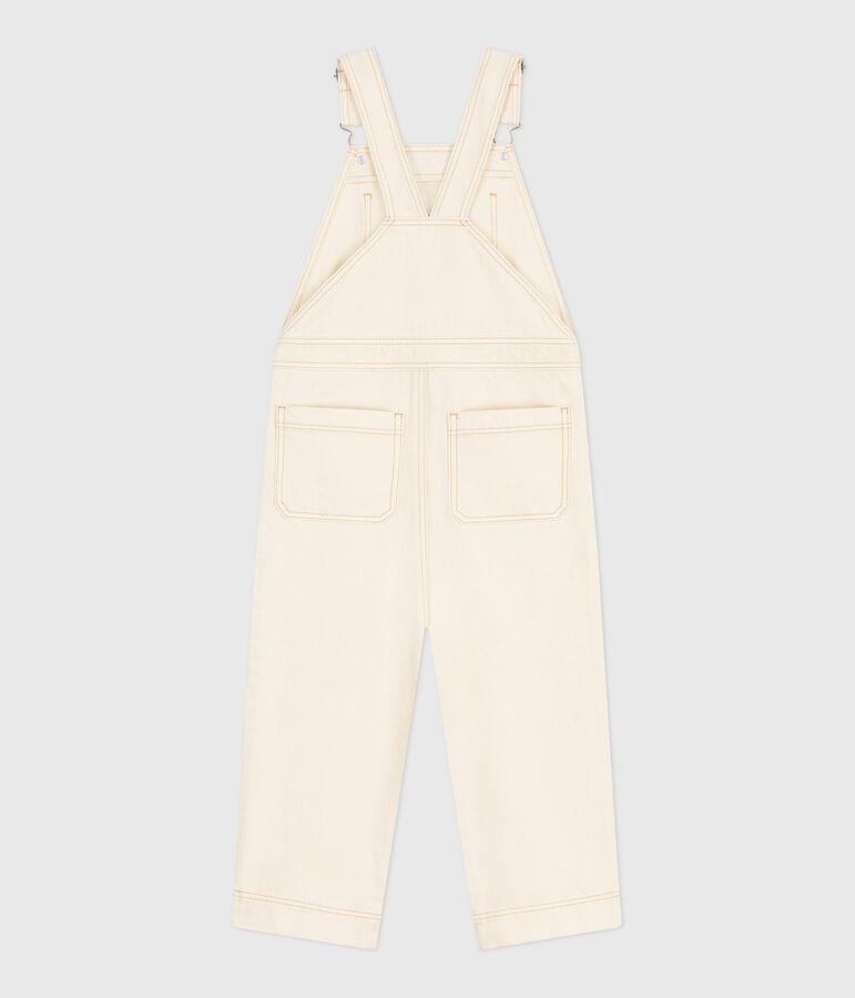 Children's plain denim dungarees Ecru
