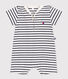 Babies' stripy cotton playsuit with a sailor collar