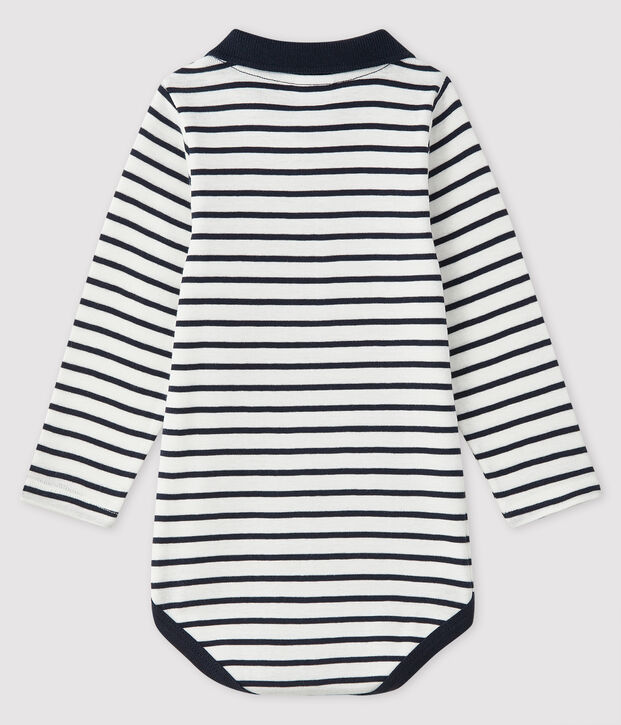 Baby boy's long-sleeved bodysuit white/blue