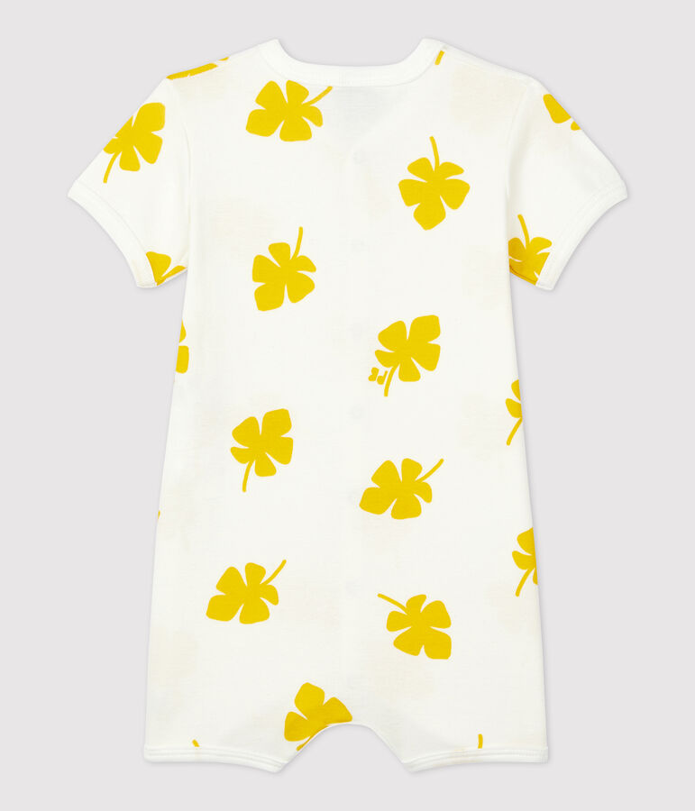 Babies' Botanic Print Cotton Playsuit MARSHMALLOW white/ORGE