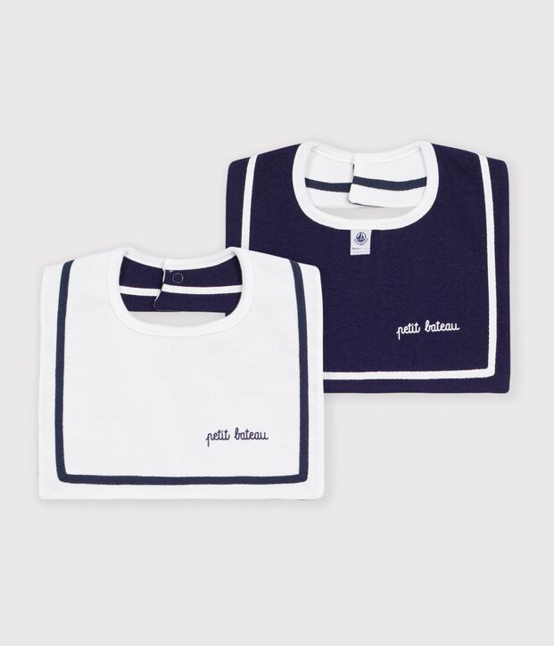 Babies' cotton bib with braid white