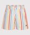 Children's stripy cotton swim shorts MARSHMALLOW white/MULTICO white