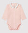 Babies' Pink Organic Cotton Bodysuit with Collar FLEUR pink