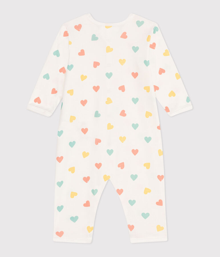 Babies' footless heart pattern cotton pyjamas white/multicolor