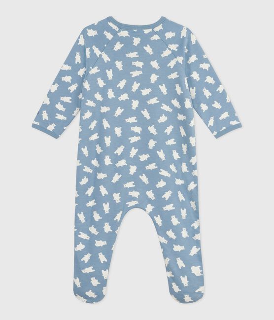 Babies' printed brushed fleece pyjama suit ADRIATIC blue/MILK