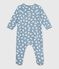 Babies' printed brushed fleece pyjama suit ADRIATIC blue/MILK