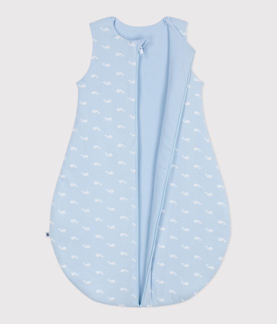 Babies' 2.5 TOG whale print cotton sleeping bag TOUDOU blue/MARSHMALLOW white