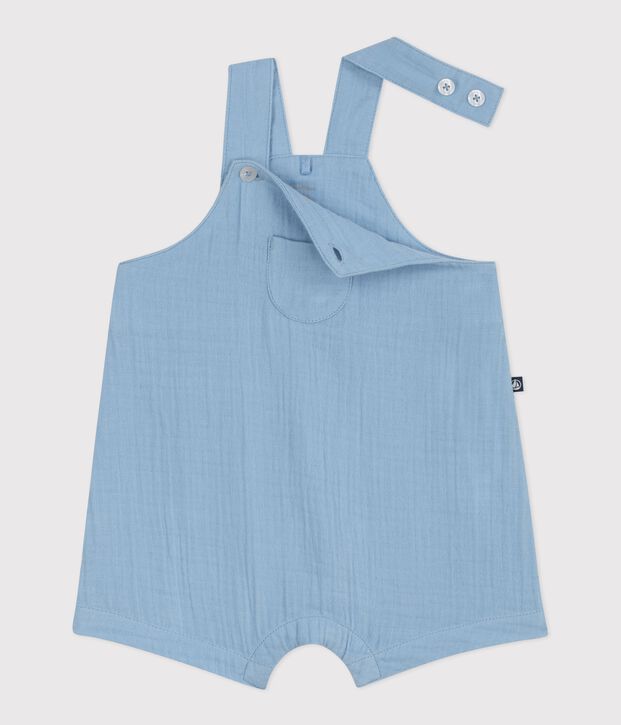 Babies' plain cotton gauze short dungarees FLO