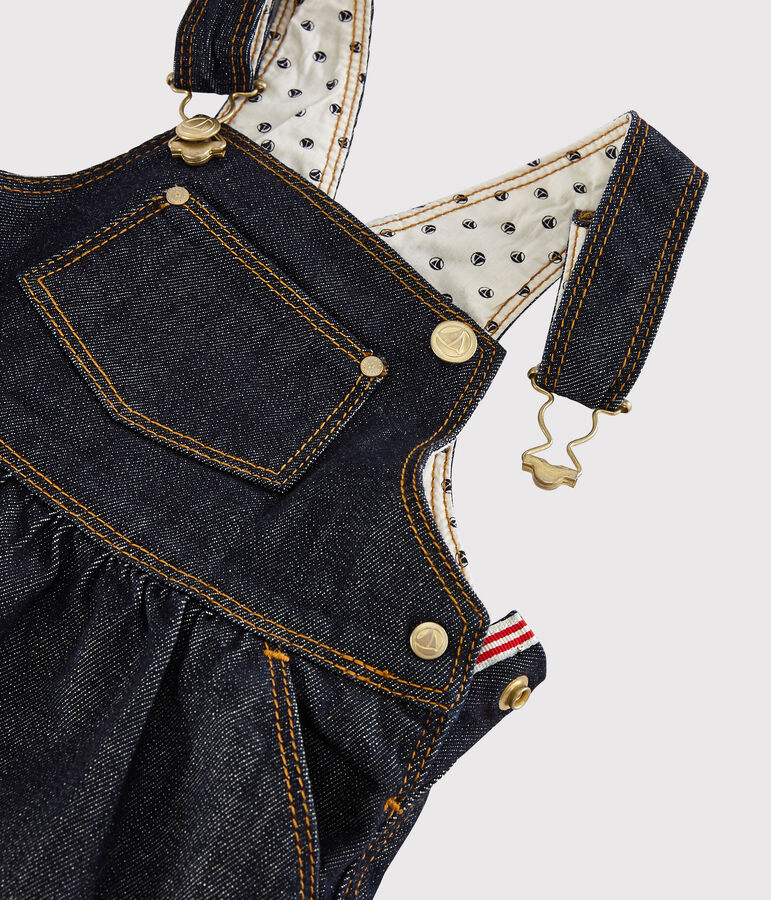 Baby girl's denim dungaree-dress blue