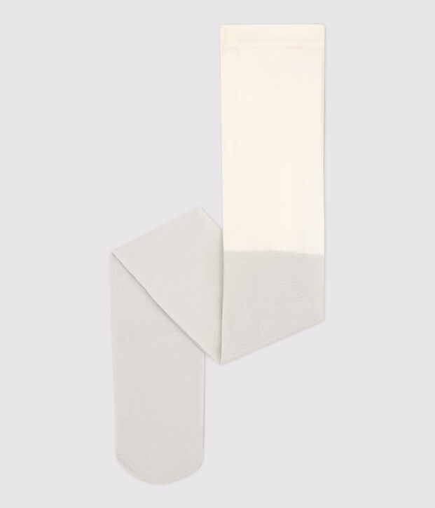 Girls' Sparkly Microfibre Tights white/grey