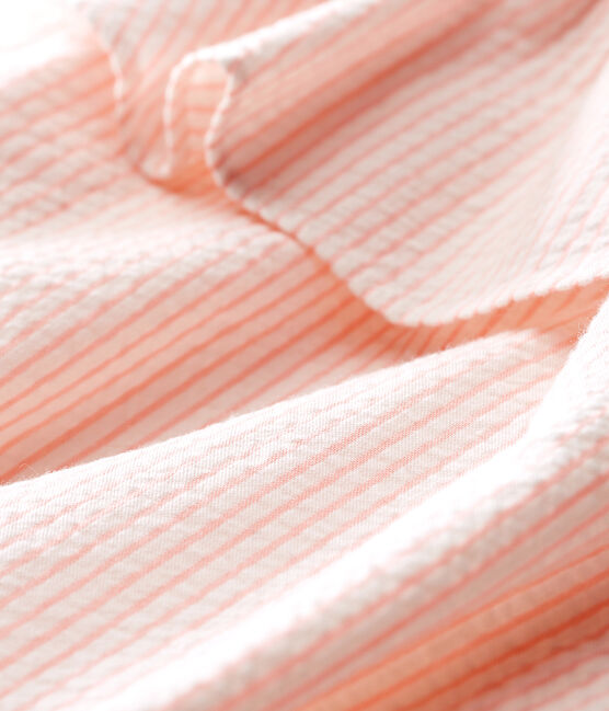 Baby girls' striped Shortie MARSHMALLOW white/ROSAKO pink