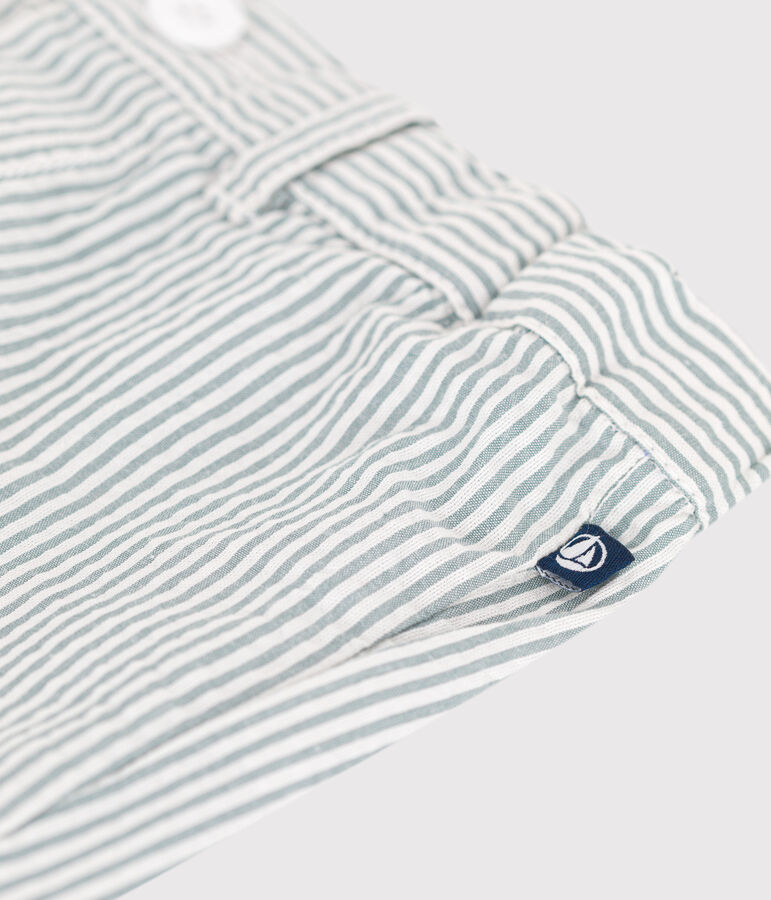 Babies' stripy seersucker shorts white/green