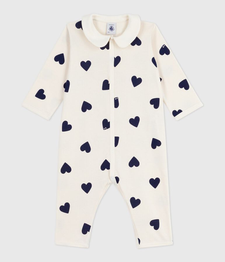 Babies' footless printed cotton pyjama suit Ecru/blue