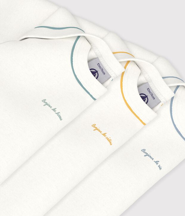 Pack of plain cotton long-sleeved baby bodies multicolor