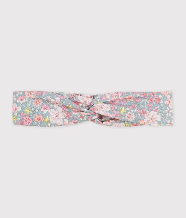 Children's hairband in floral-print poplin blue/multicolor