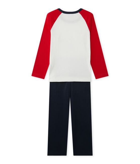 Boy's silkscreen print pyjamas SMOKING blue/LAIT white/FROUFROU