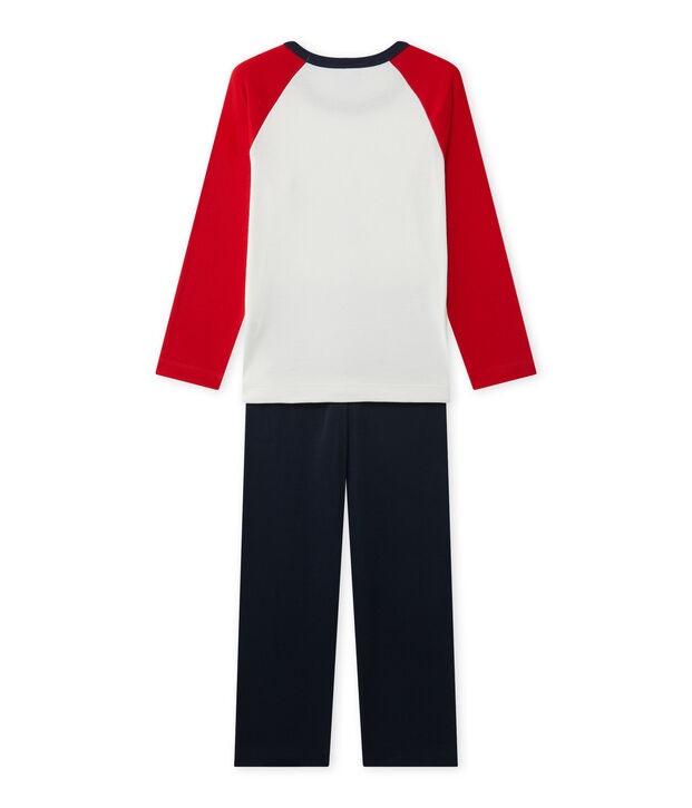 Boy's silkscreen print pyjamas blue/white/red