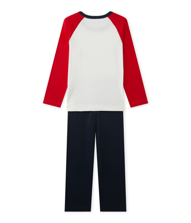 Boy's silkscreen print pyjamas blue/white/red