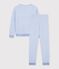 Women's stripy cotton terry pyjamas blue/ecru