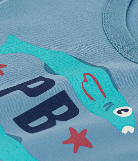 Boys' Short-Sleeved Cotton T-Shirt LAVIS green/VERDE blue
