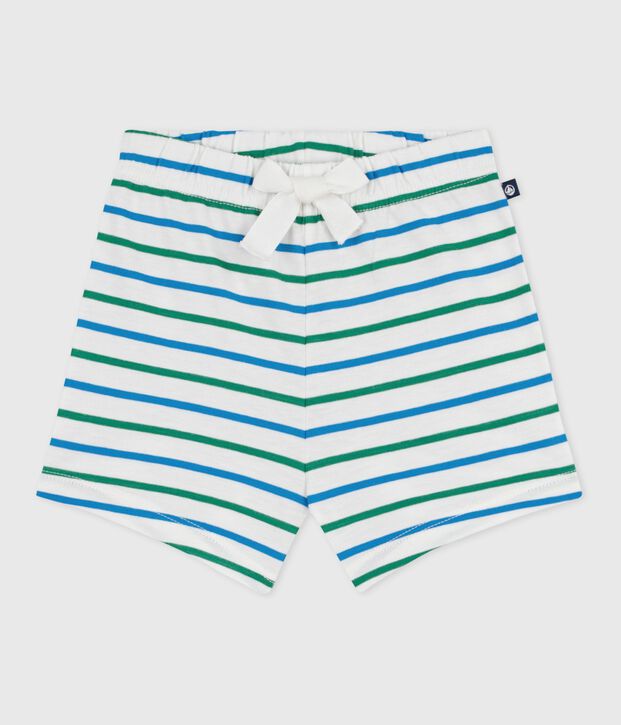 Babies stripy cotton shorts in two colours white/multicolor
