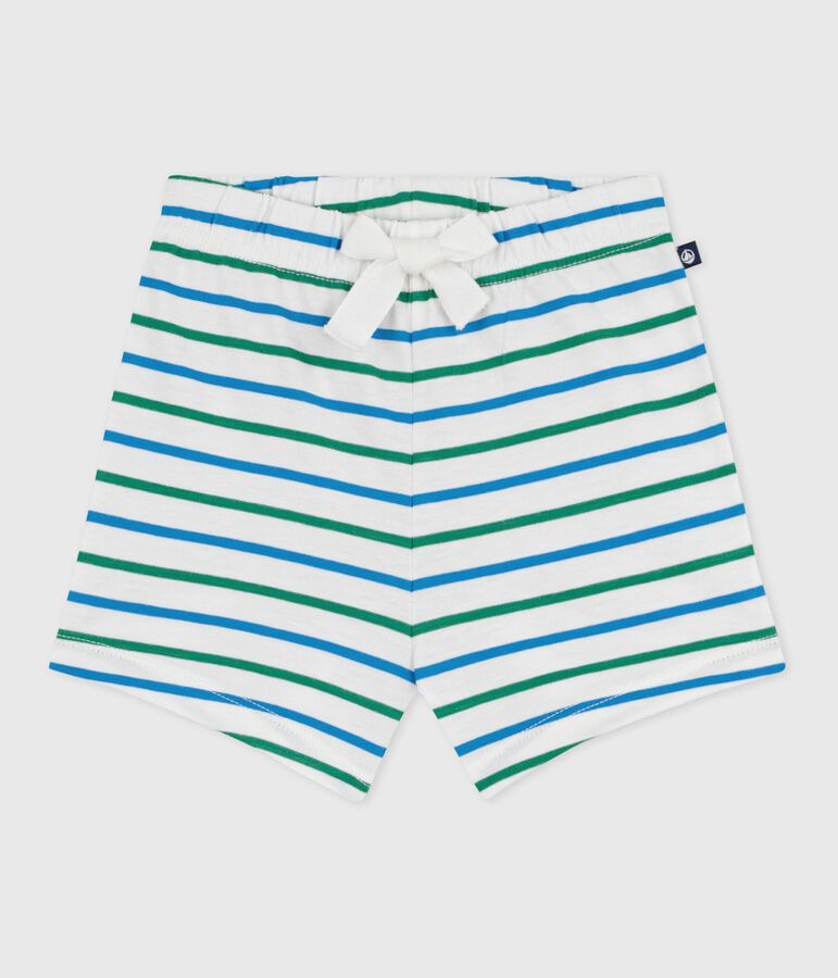 Babies stripy cotton shorts in two colours white/multicolor