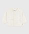 Babies' wool and cotton knit cardigan embroidered with stars MARSHMALLOW white/ARGENT grey