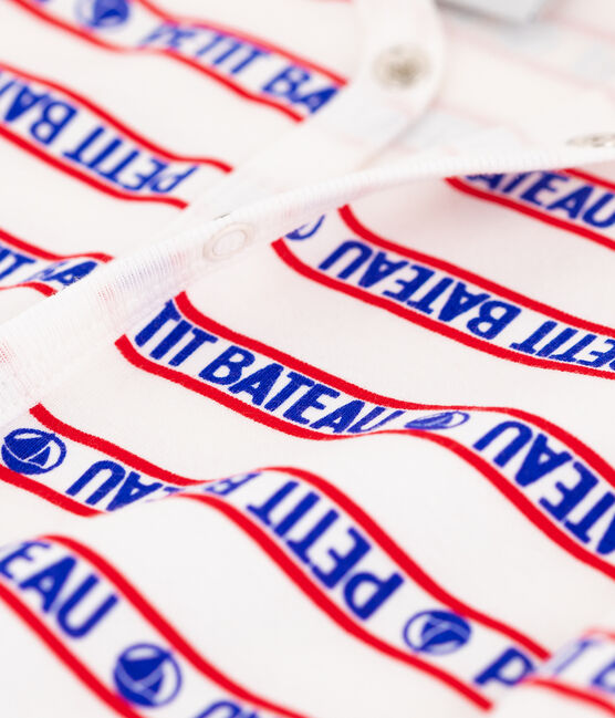 Babies' Petit Bateau Cotton Shortie MARSHMALLOW white/TERKUIT red/MULTICO