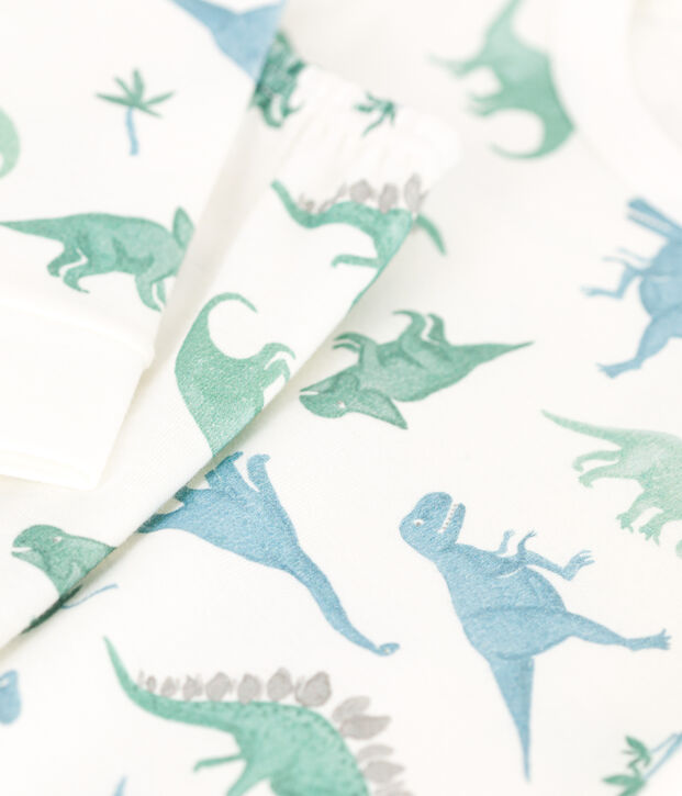 Very fitted children's pajamas in printed cotton white/multicolor