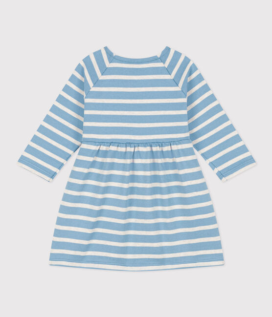 Babies' Long-Sleeved Stripy Thick Jersey Dress AZUL /MONTELIMAR