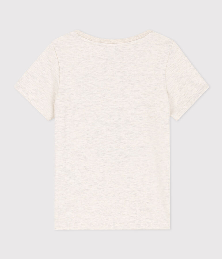 Girls' short-sleeved cotton T-shirt beige