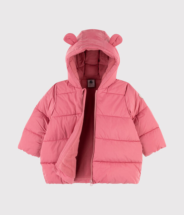 Baby girl's plain quilted puffer jacket pink