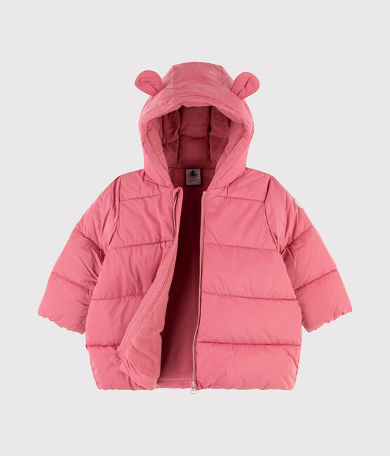 Baby girl's plain quilted puffer jacket CHEEK pink