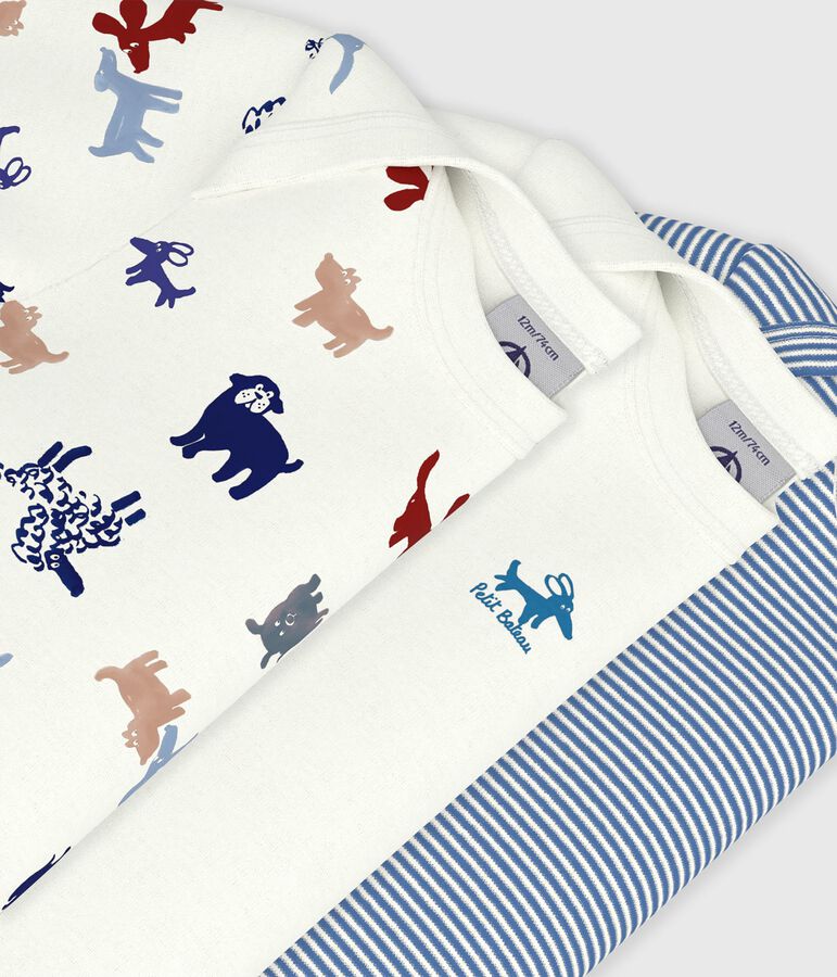 Pack of babies' short sleeved dog print cotton bodies multicolor