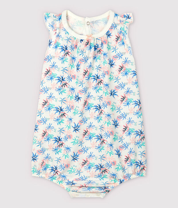 Baby Girls' Fine Jersey Anemone Pattern Playsuit white/multicolor