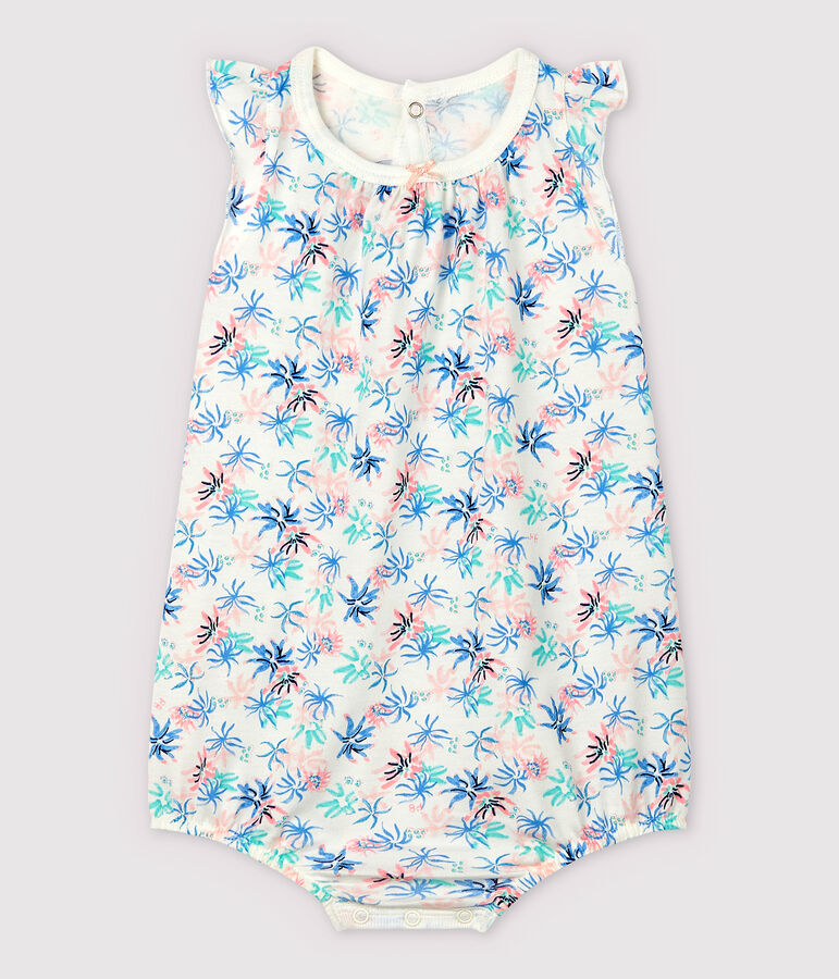 Baby Girls' Fine Jersey Anemone Pattern Playsuit white/multicolor