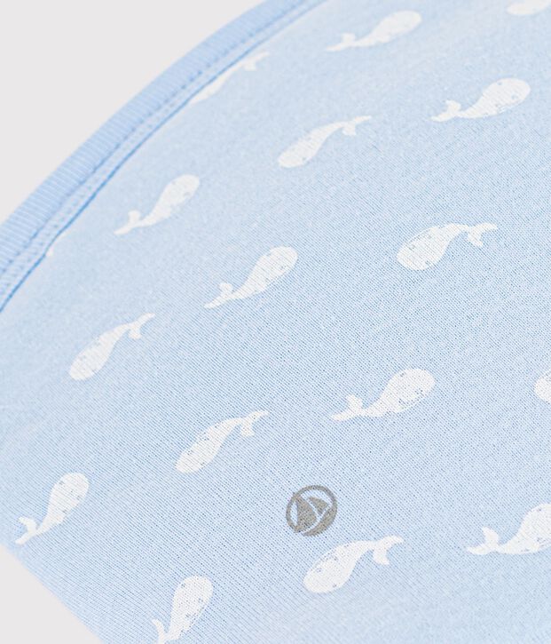 Babies' whale-print cotton bag blue/white