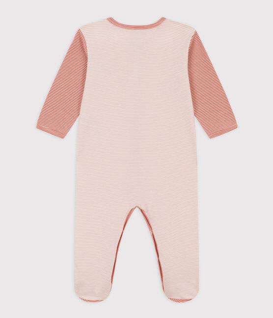 Pinstriped Cotton Sleepsuit CORRIDA red/MARSHMALLOW white