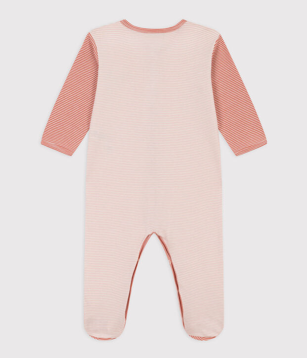 Pinstriped Cotton Sleepsuit red/white