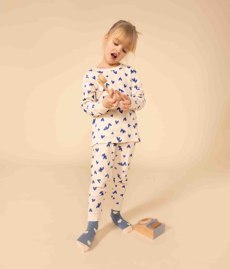 Children's Unisex Heart Cotton Pyjamas Ecru/multicolor