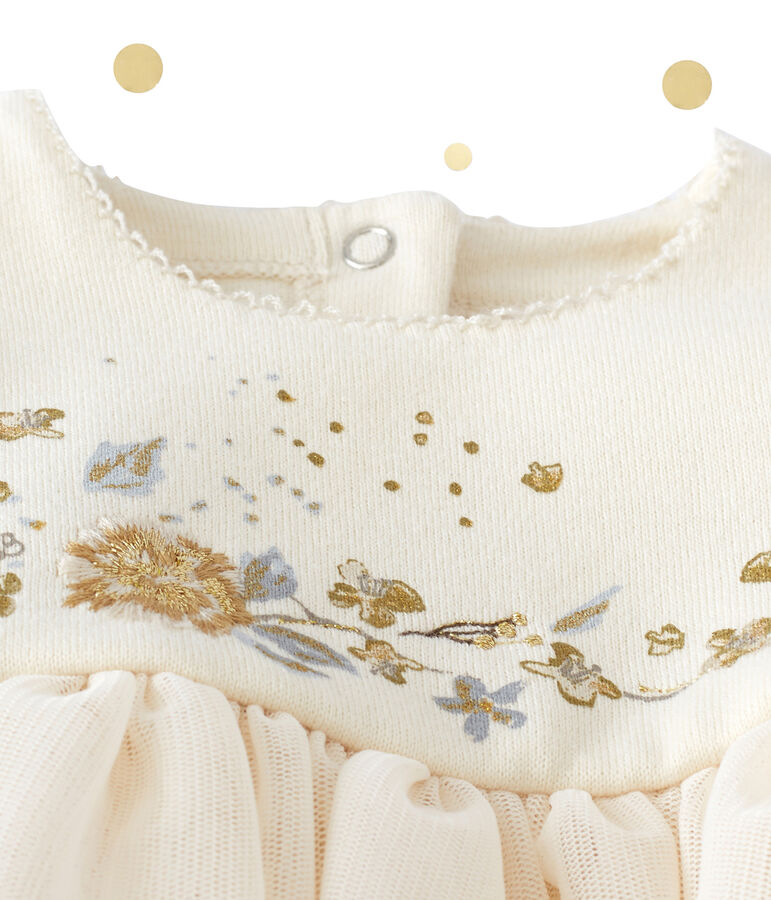Robe b&eacute;b&eacute; fille bi mati&egrave;re brod&eacute;e white