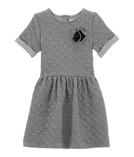 Girl's short sleeved dress CAPECOD grey/MARSHMALLOW white
