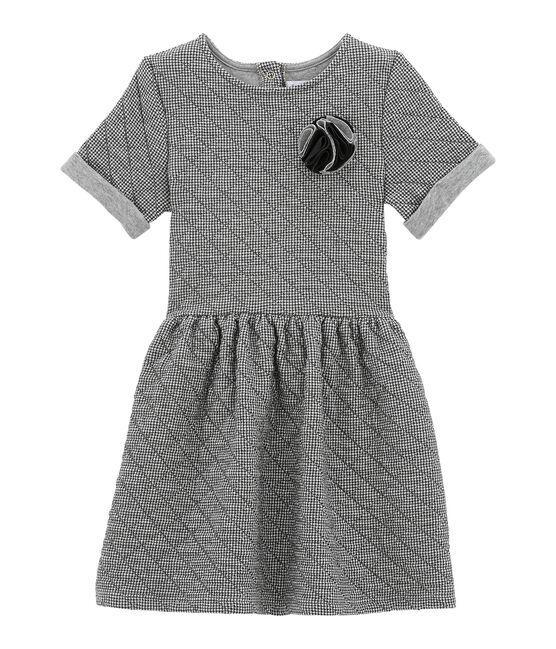 Girl's short sleeved dress CAPECOD grey/MARSHMALLOW white