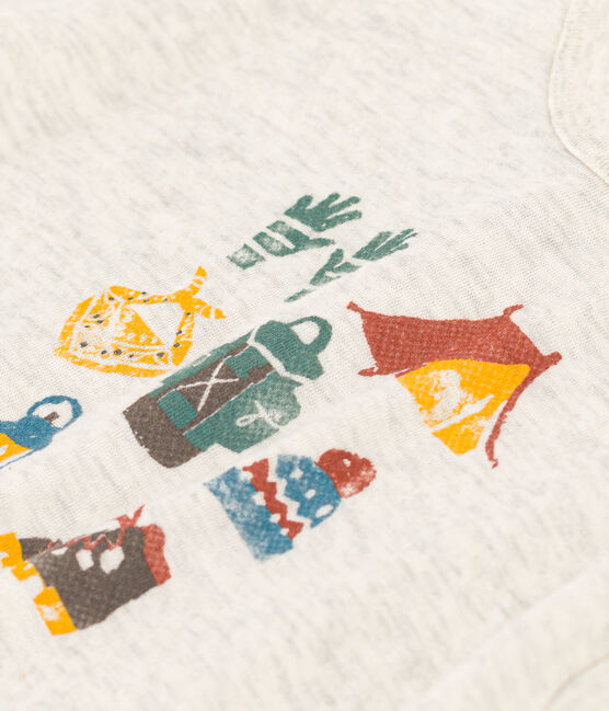 Babies' Long-Sleeved Tube Knit T-Shirt MONTELIMAR CHINE beige